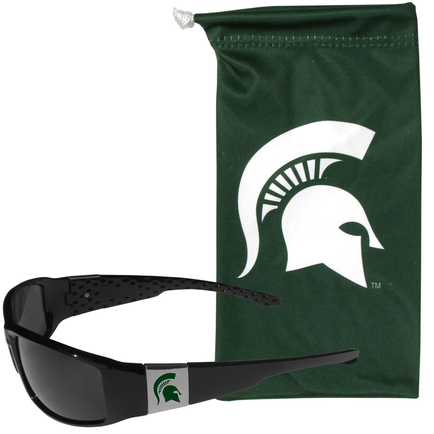 Michigan State Spartans Chrome Wrap Sunglasses with Microfiber Bag (NCAA)