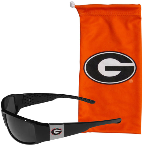 Georgia Bulldogs Chrome Wrap Sunglasses with Microfiber Bag (NCAA)