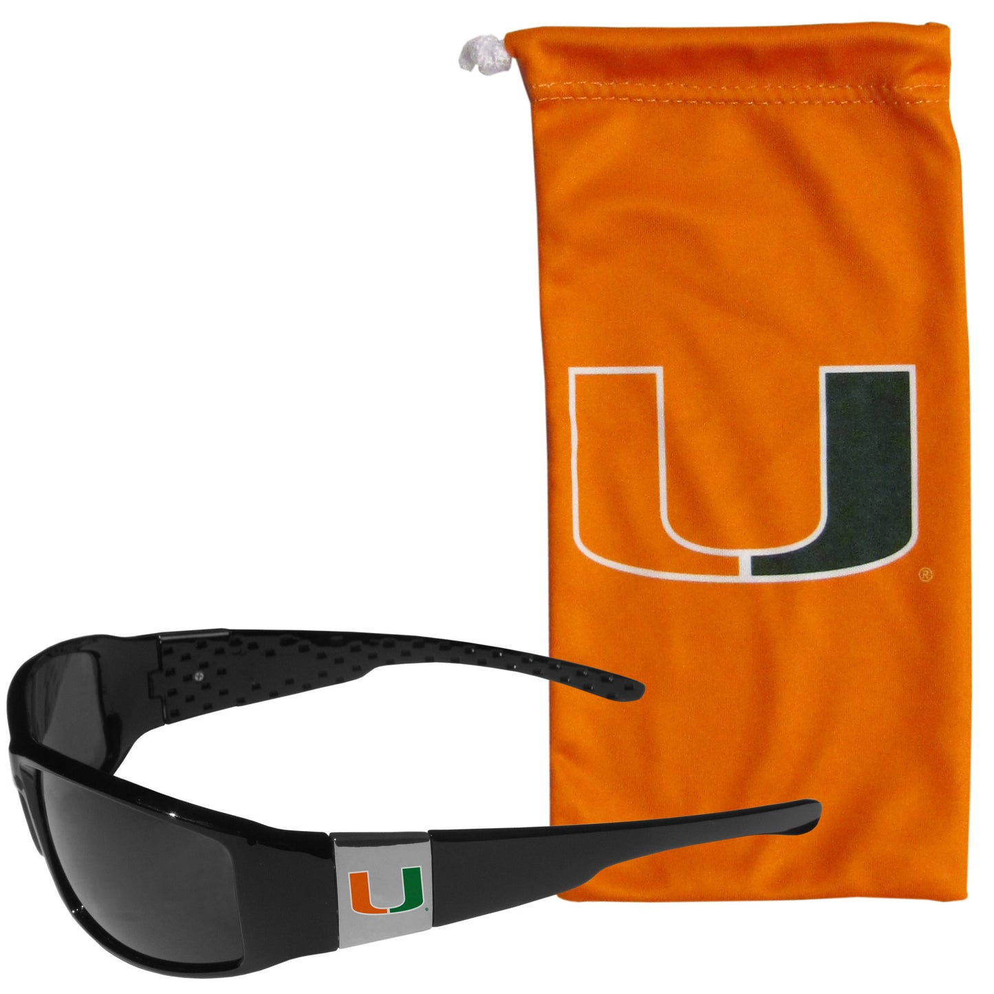 Miami Hurricanes Chrome Wrap Sunglasses with Microfiber Bag (NCAA)