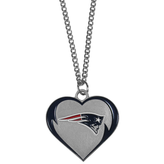 New England Patriots 22" Chain Necklace with Metal Heart Logo Charm (NFL)