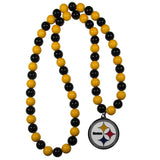 Pittsburgh Steelers Fan Bead Necklace w/ Team Logo - NFL Football