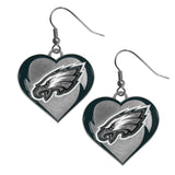 Philadelphia Eagles Heart Dangle Earrings NFL Football