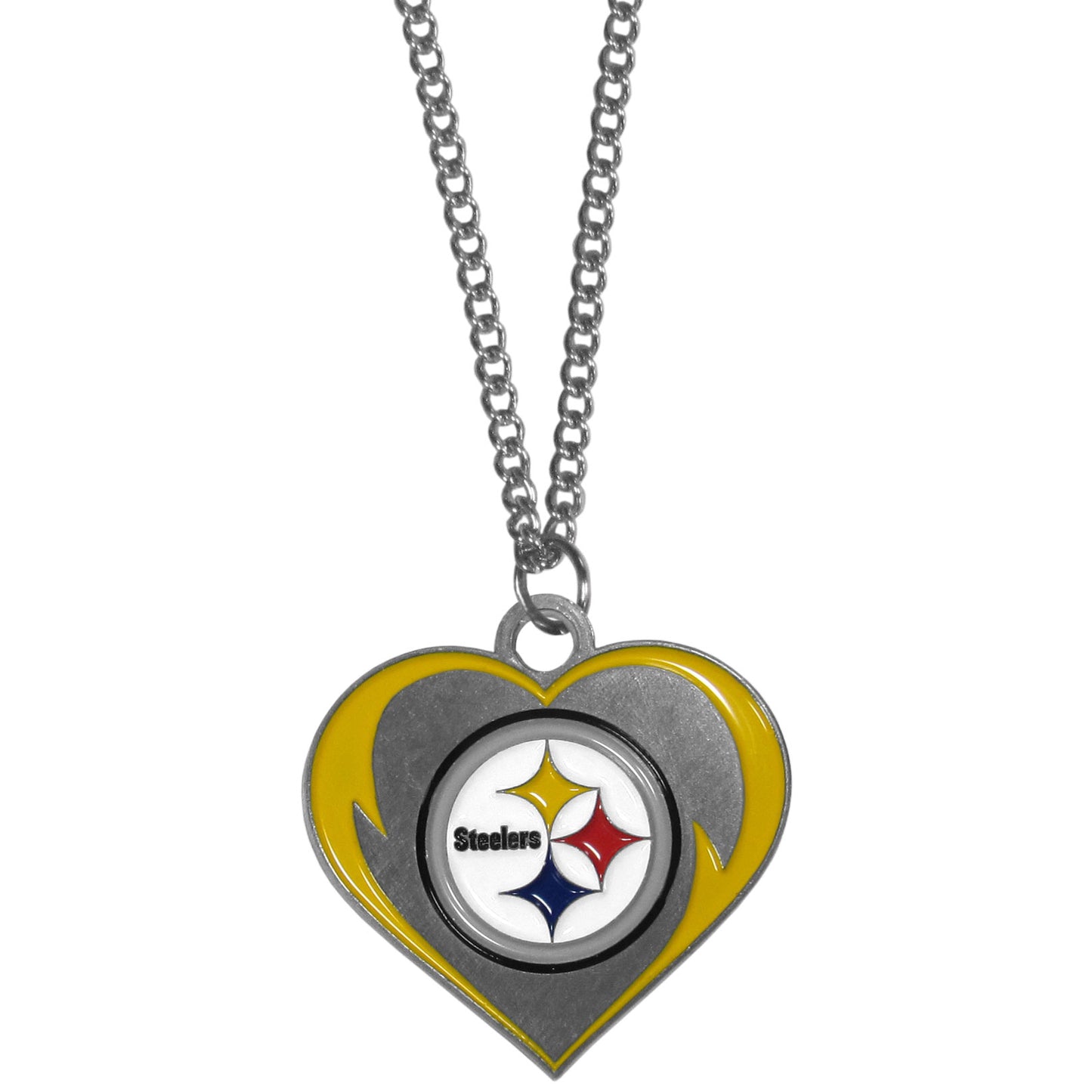Pittsburgh Steelers 22" Chain Necklace with Metal Heart Logo Charm (NFL)