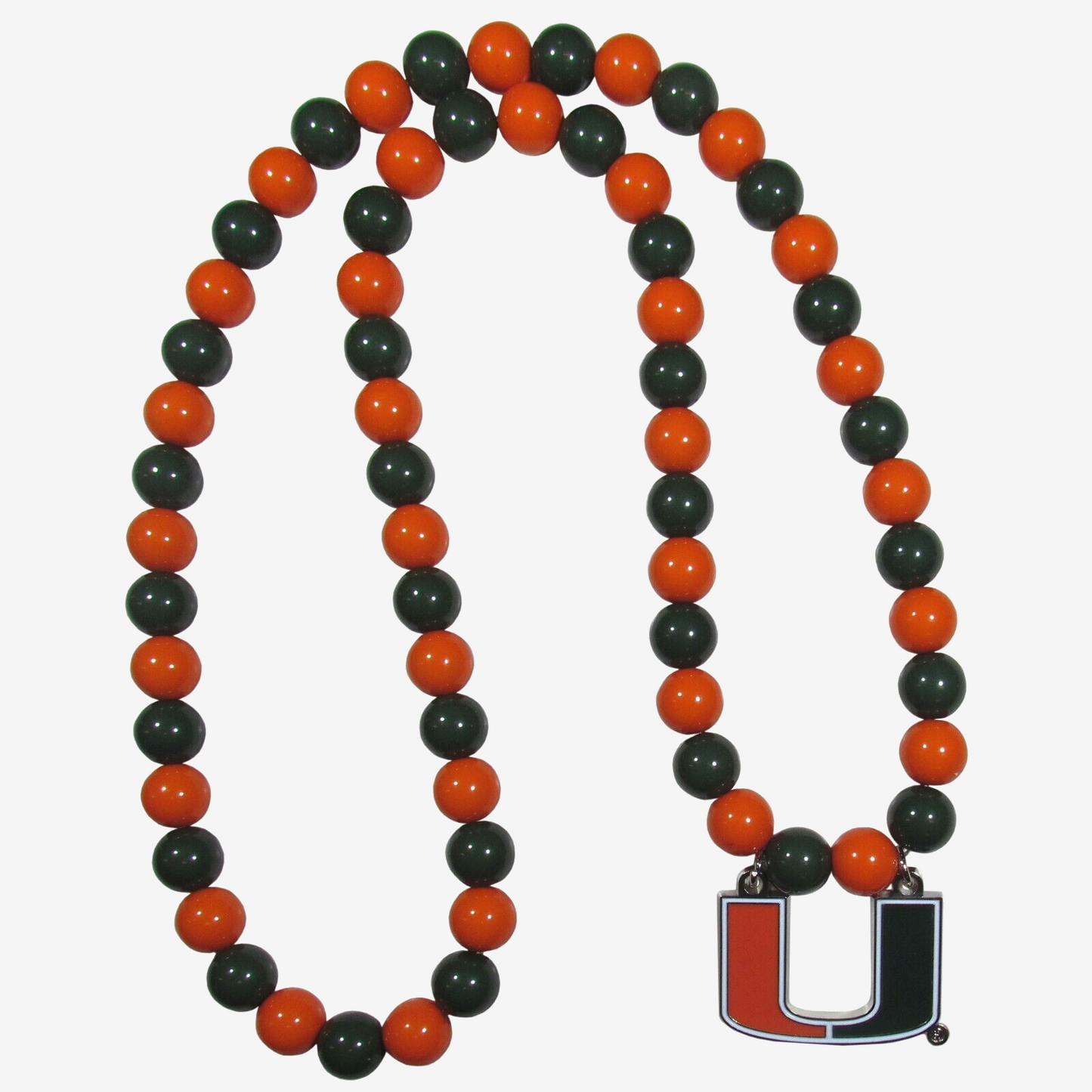Miami Hurricanes Fan Bead Necklace w/ Team Logo - NCAA