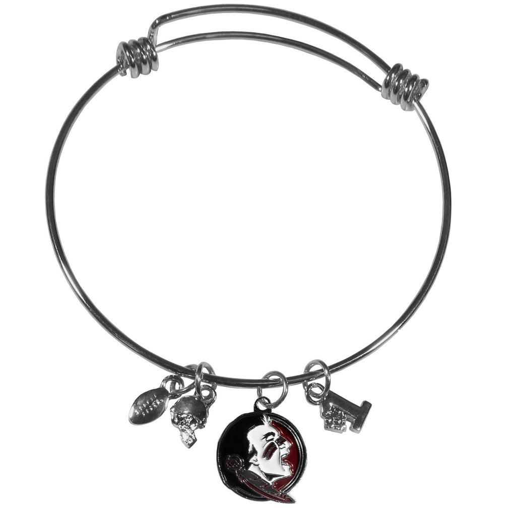 Florida State Seminoles Wire Bangle Bracelet with Charms NCAA Jewelry