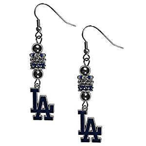 Los Angeles Dodgers Dangle Earrings (Euro Bead) Licensed MLB Baseball Jewelry
