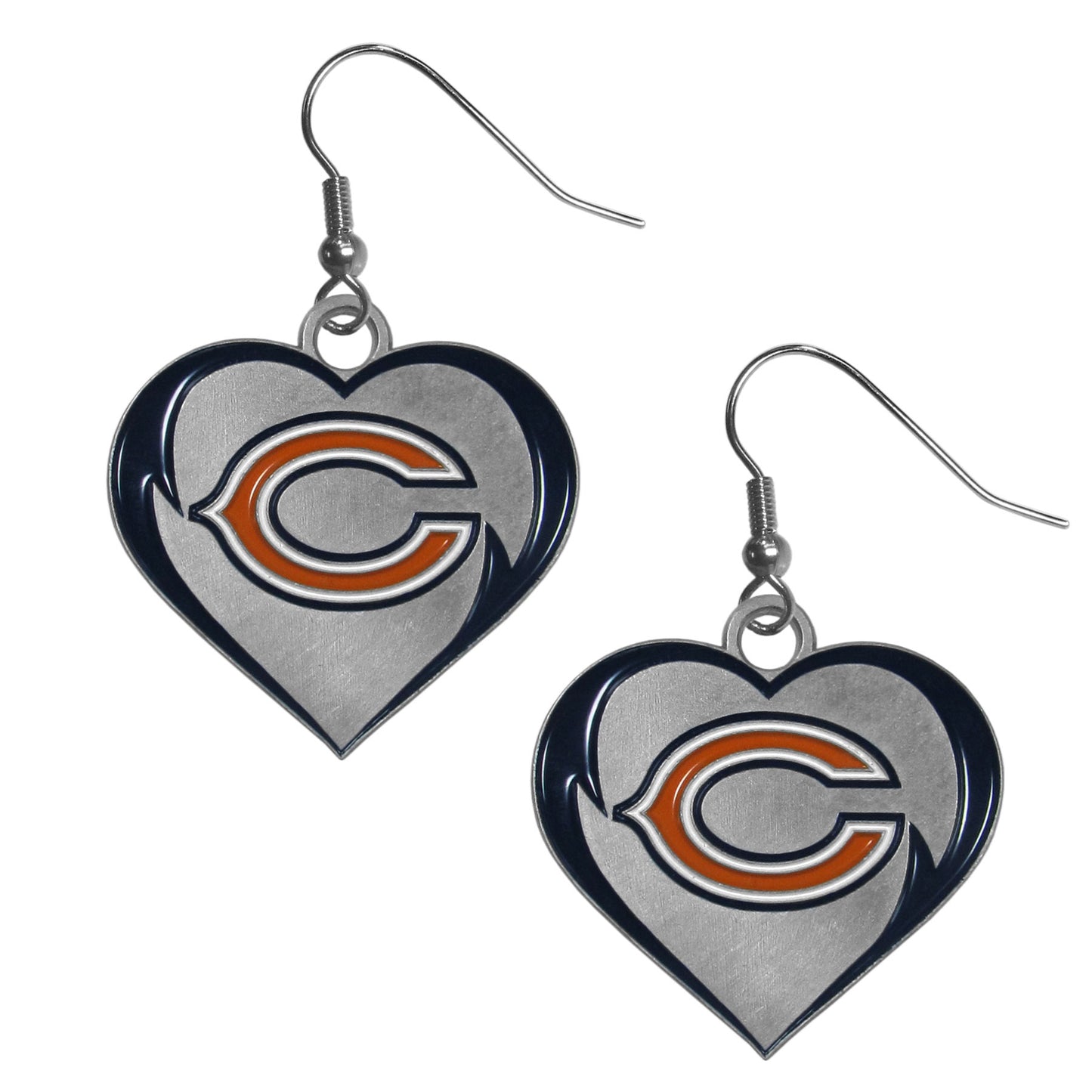 Chicago Bears Heart Dangle Earrings NFL Football