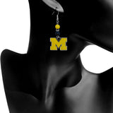 Michigan Wolverines Dangle Earrings (Fan Bead) NCAA