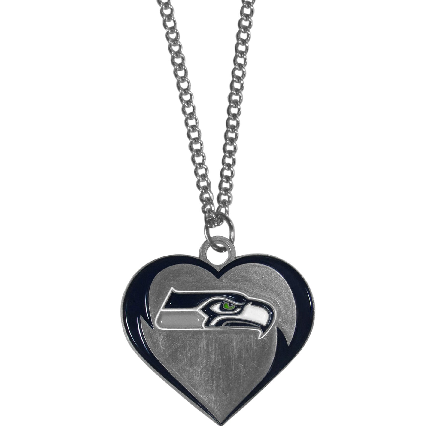 Seattle Seahawks 22" Chain Necklace with Metal Heart Logo Charm (NFL)