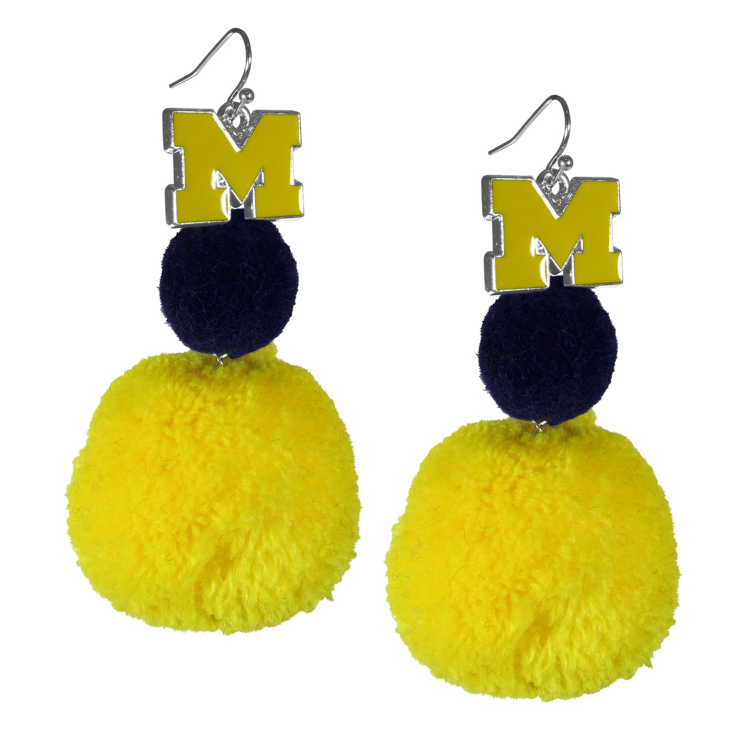 Michigan Wolverines Dangle Pom Pom Earrings (NCAA)
