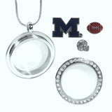 Michigan Wolverines Snake Chain Necklace with Locket & Charms (NCAA)