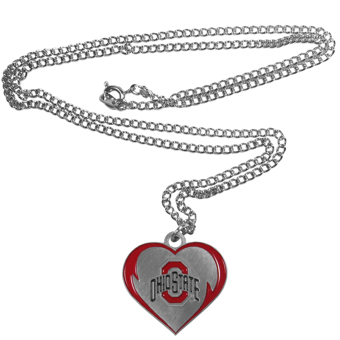 Ohio State Buckeyes 22" Chain Necklace with Metal Heart Logo Charm (NCAA)