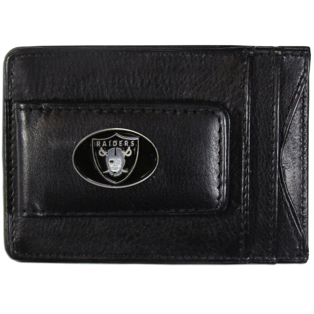 Las Vegas Raiders Fine Leather Money Clip (NFL) Card & Cash Holder