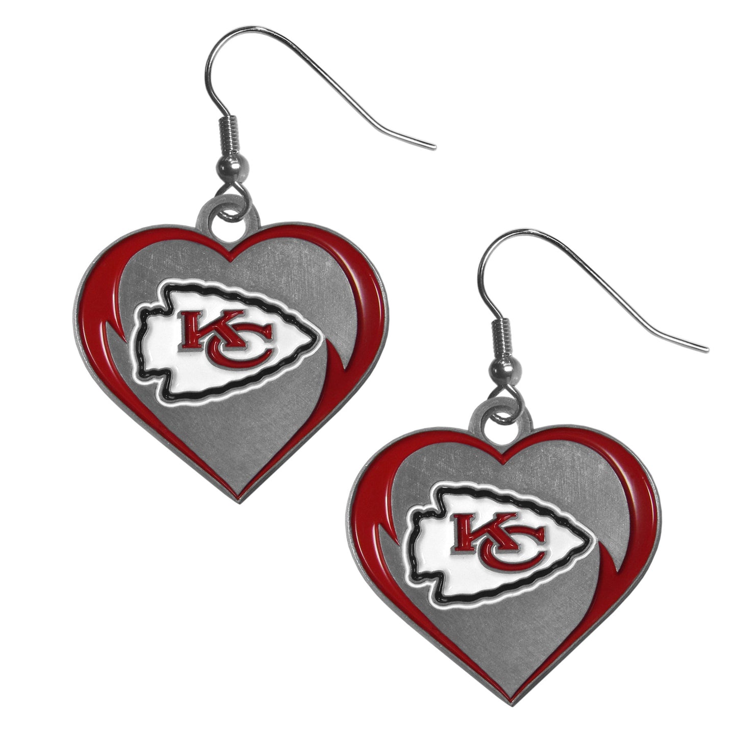 Kansas City Chiefs Heart Dangle Earrings NFL Football