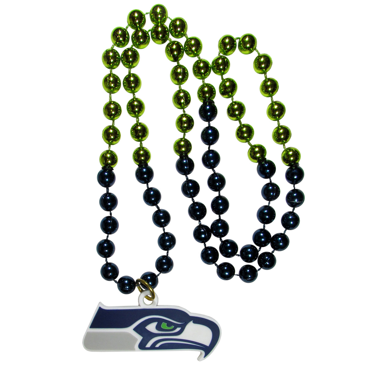 Seattle Seahawks Mardi Gras Beads Necklace with Team Logo - NFL Football