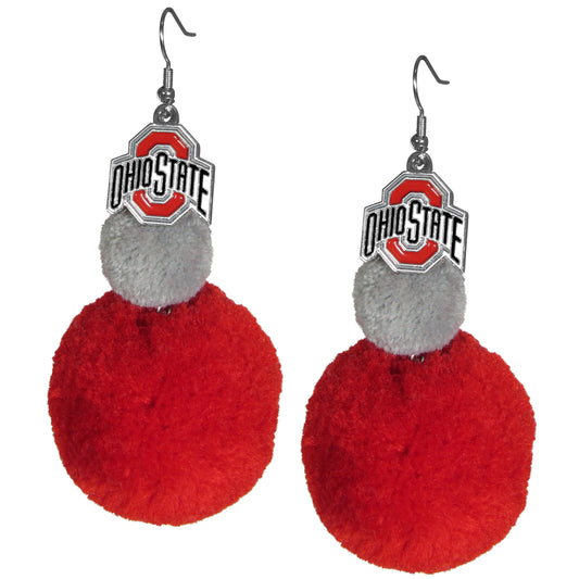 Ohio State Buckeyes Dangle Pom Pom Earrings (NCAA)