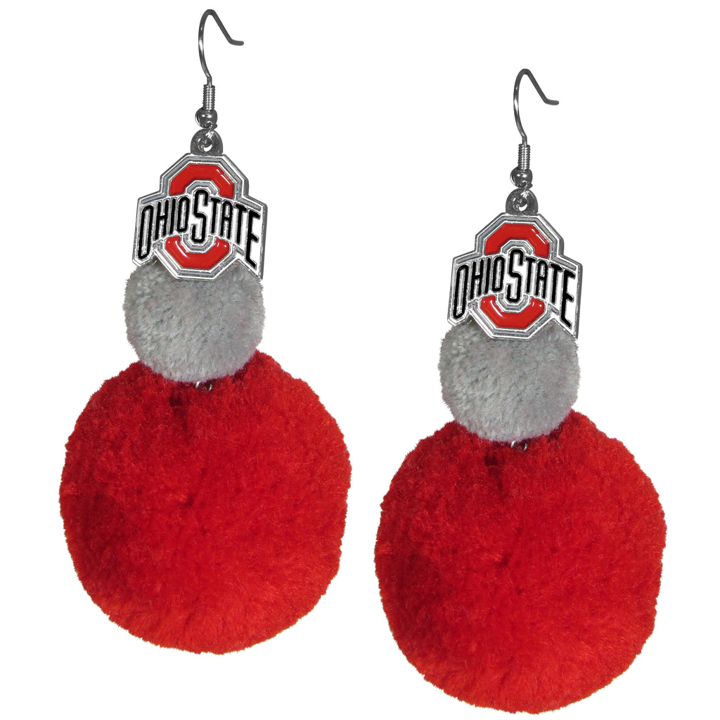 Ohio State Buckeyes Dangle Pom Pom Earrings (NCCA)