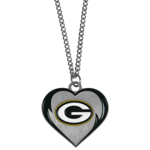Green Bay Packers 22" Chain Necklace with Metal Heart Logo Charm (NFL)