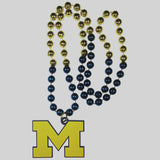 Michigan Wolverines Mardi Gras Beads Necklace w/ Team Logo - NCAA