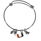 Miami Hurricanes Wire Bangle Bracelet with Charms NCAA Jewelry