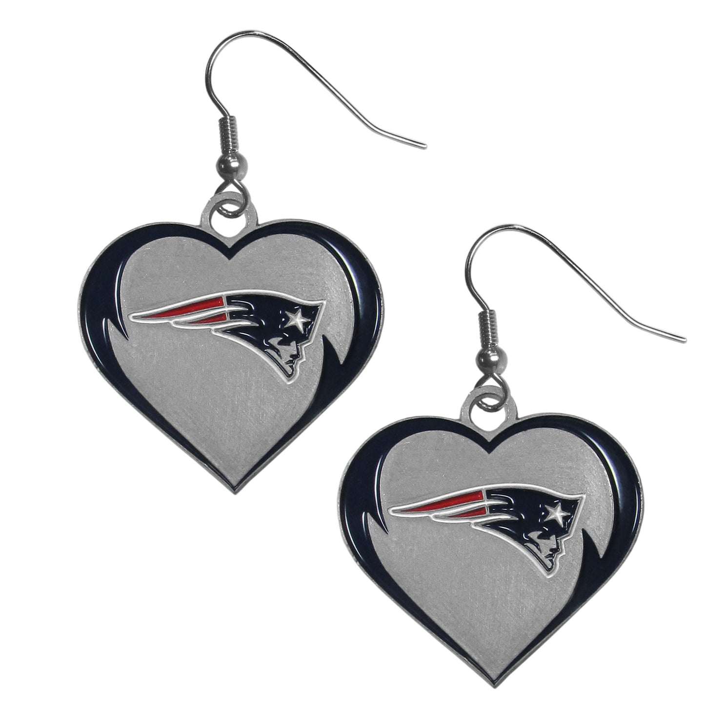 New England Patriots Heart Dangle Earrings NFL Football
