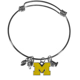 Michigan Wolverines Wire Bangle Bracelet with Charms NCAA Jewelry