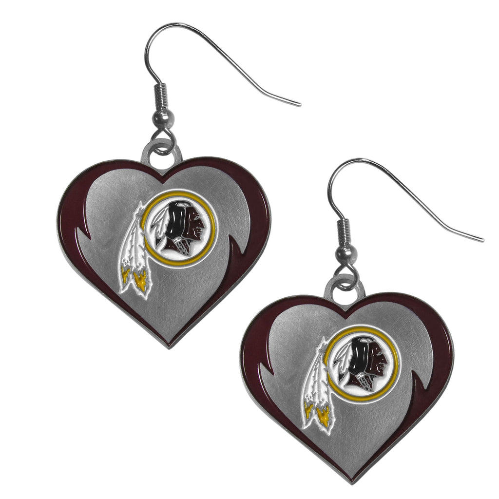 Washington Redskins Heart Dangle Earrings NFL Football