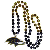 Baltimore Ravens Mardi Gras Beads Necklace with Team Logo - NFL Football
