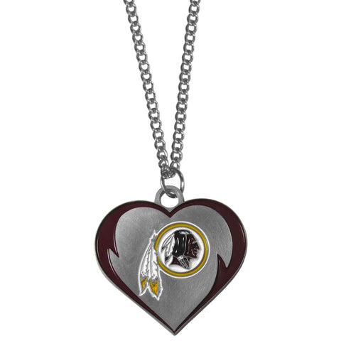 Washington Redskins 22" Chain Necklace with Metal Heart Logo Charm (NFL)