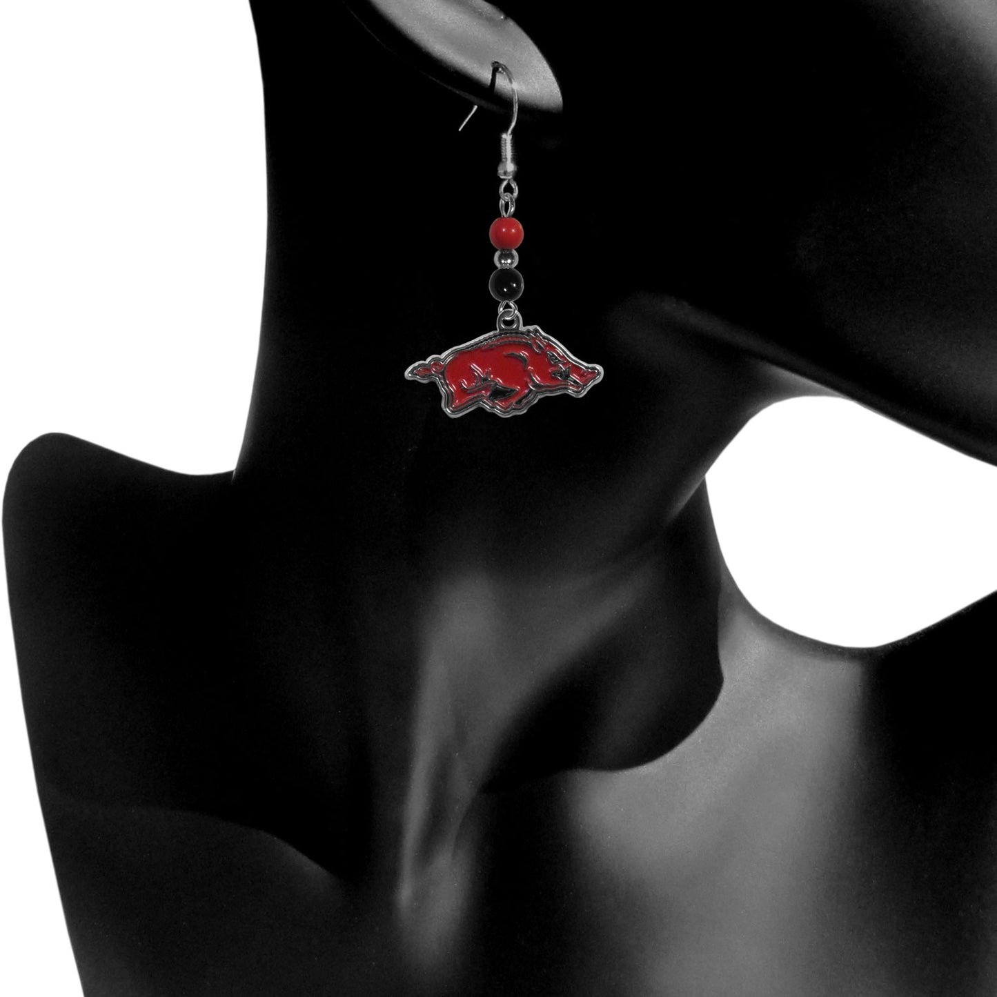 Arkansas Razorbacks Dangle Earrings (Fan Bead) NCAA