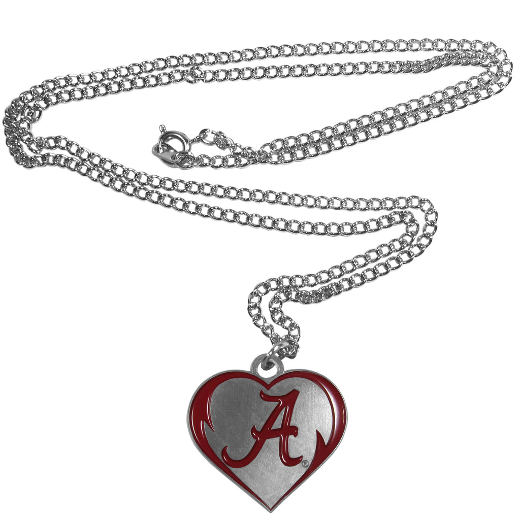 Alabama Crimson Tide 22" Chain Necklace with Metal Heart Logo Charm (NCAA)