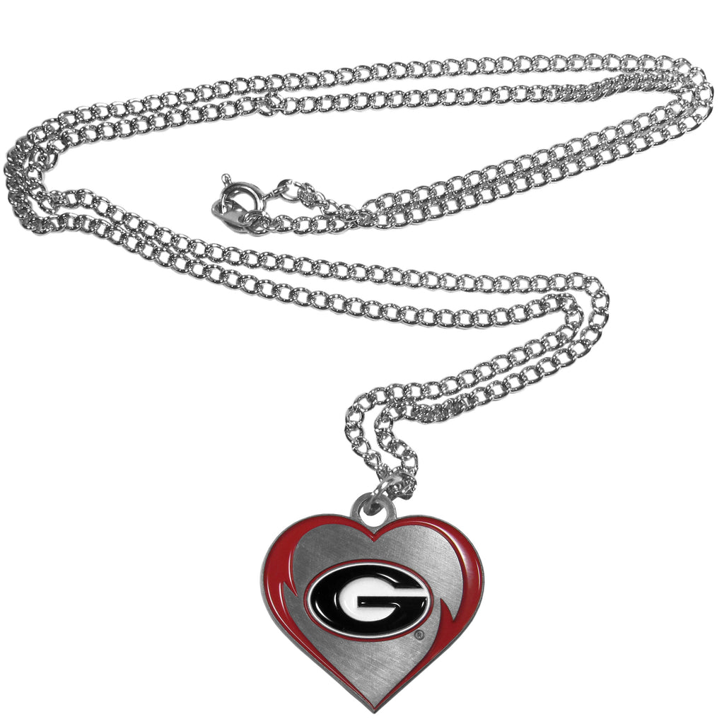 Georgia Bulldogs 22" Chain Necklace with Metal Heart Logo Charm (NCAA)