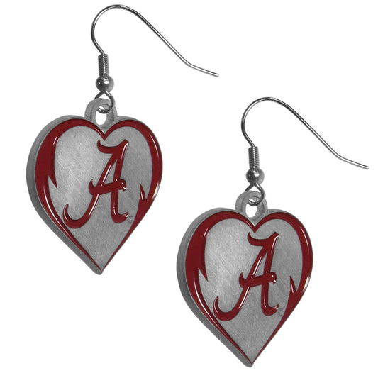 Alabama Crimson Tide Heart Dangle Earrings NCAA