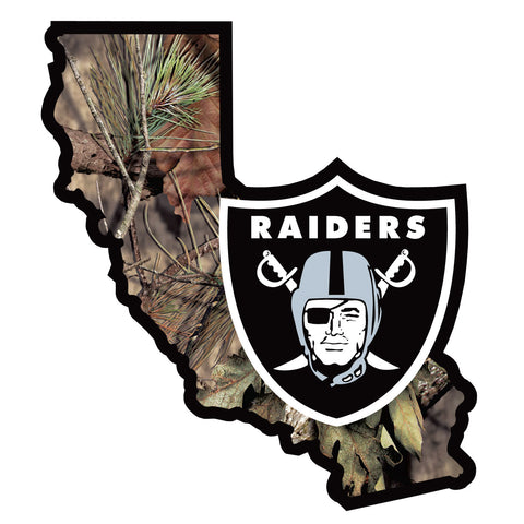 Oakland Raiders Mossy Oak Camo Vinyl Auto Decal (NFL) California State Shape