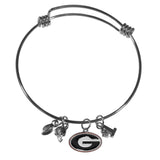 Georgia Bulldogs Wire Bangle Bracelet with Charms NCAA Jewelry