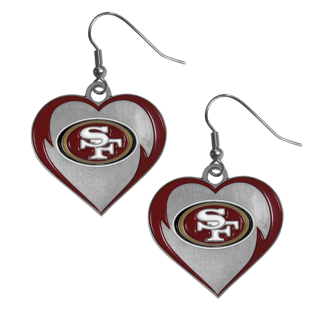 San Francisco 49ers Heart Dangle Earrings NFL Football