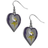 Minnesota Vikings Heart Dangle Earrings NFL Football