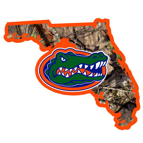 Florida Gators Mossy Oak Camo State Shape Vinyl Auto Decal NCAA