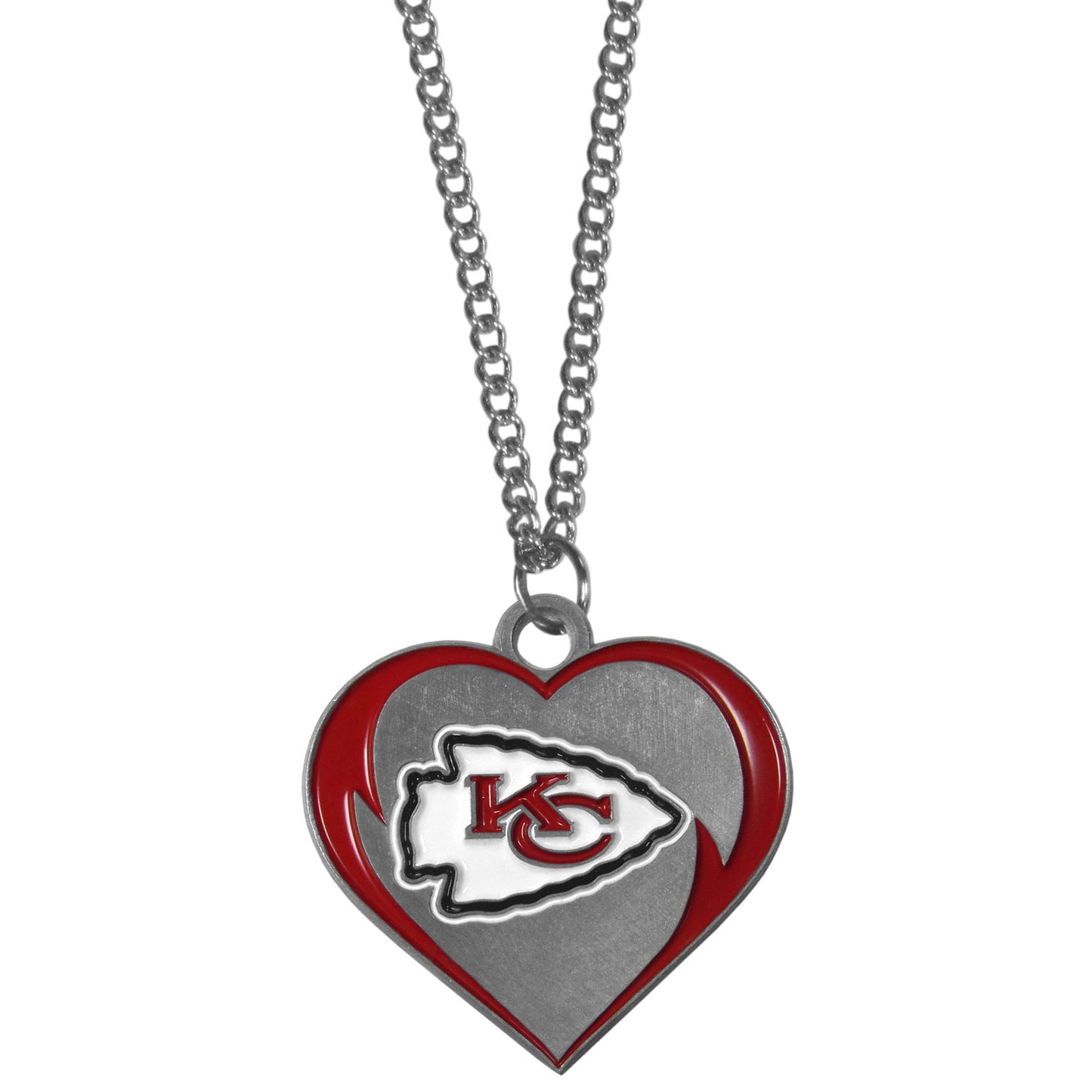 Kansas City Chiefs 22" Chain Necklace with Metal Heart Logo Charm (NFL)