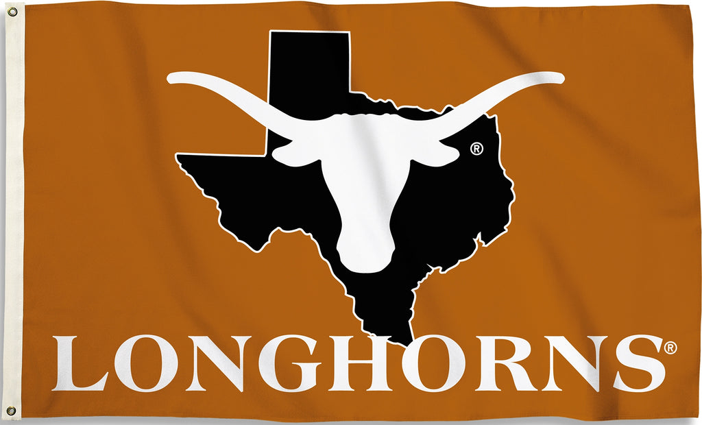 Texas Longhorns 3' x 5' Flag (State Outline) NCAA