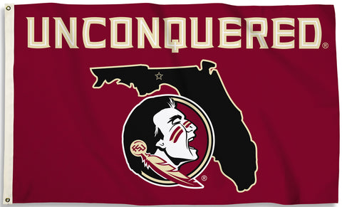 Florida State Seminoles 3' x 5' Flag (State Outline UNCONQUERED) NCAA