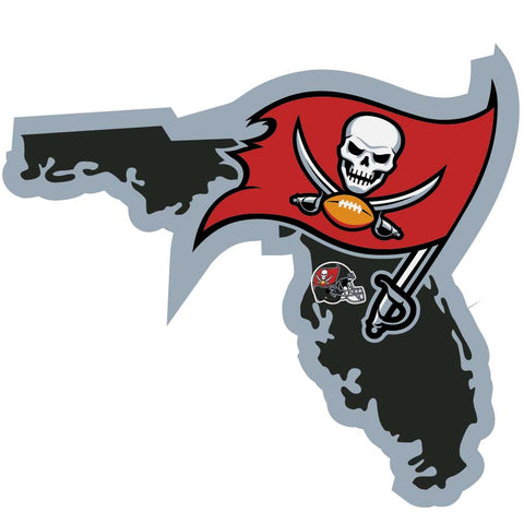 Tampa Bay Buccaneers Home State Vinyl Auto Decal (NFL) Florida Shape w/Helmet