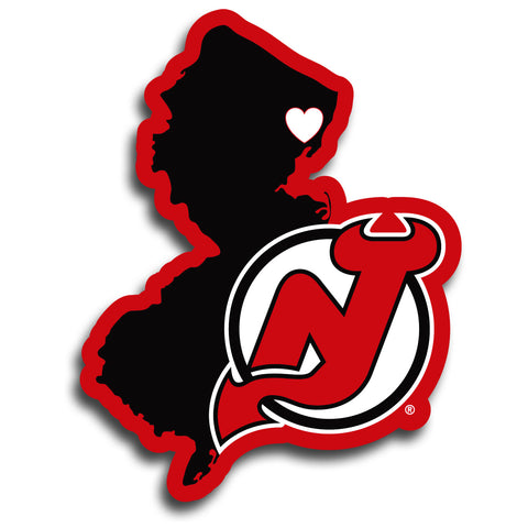 New Jersey Devils Home State Vinyl Auto Decal (NHL) New Jersey Shape