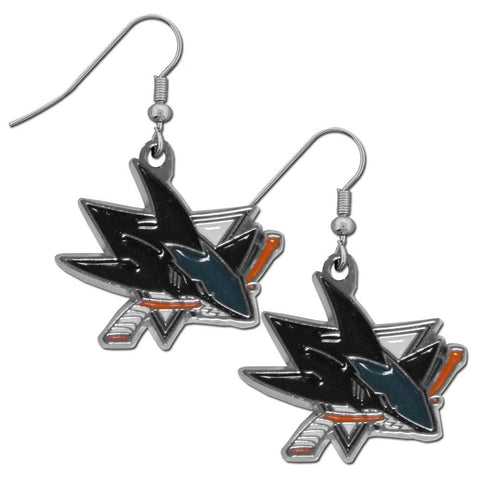 San Jose Sharks Dangle Earrings (Chrome) NHL Hockey