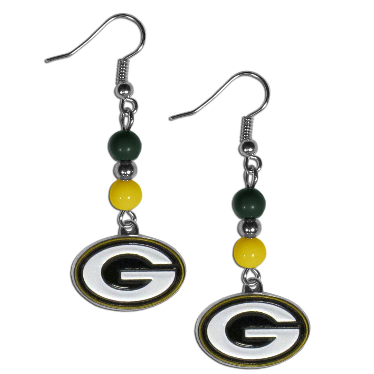 Green Bay Packers Dangle Earrings (Fan Bead) NFL