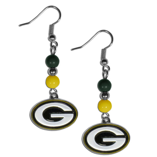 Green Bay Packers Dangle Earrings (Fan Bead) NFL