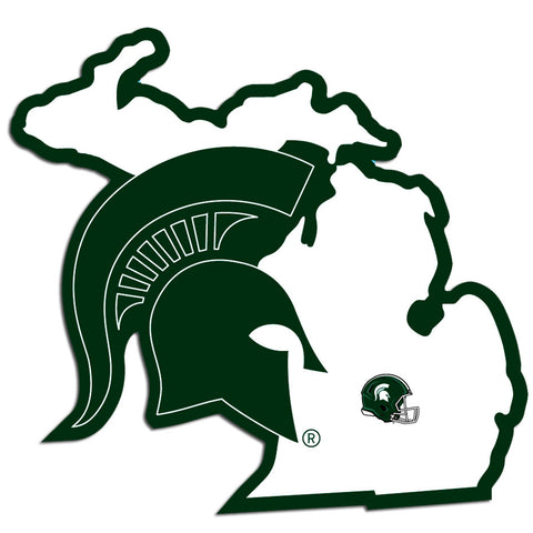 Michigan State Spartans Home State Vinyl Auto Decal (NCAA) Michigan Shape