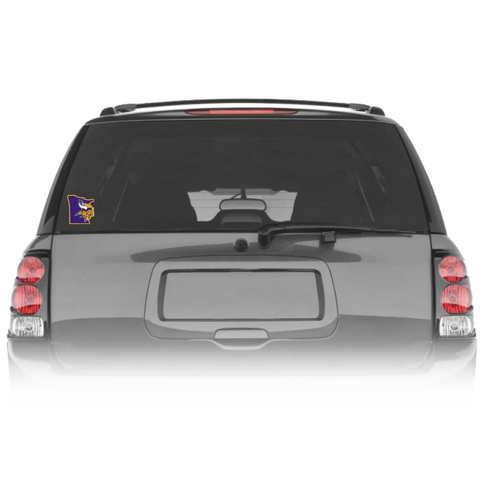 Minnesota Vikings Home State Vinyl Auto Decal (NFL) Minnesota Shape w/ Helmet