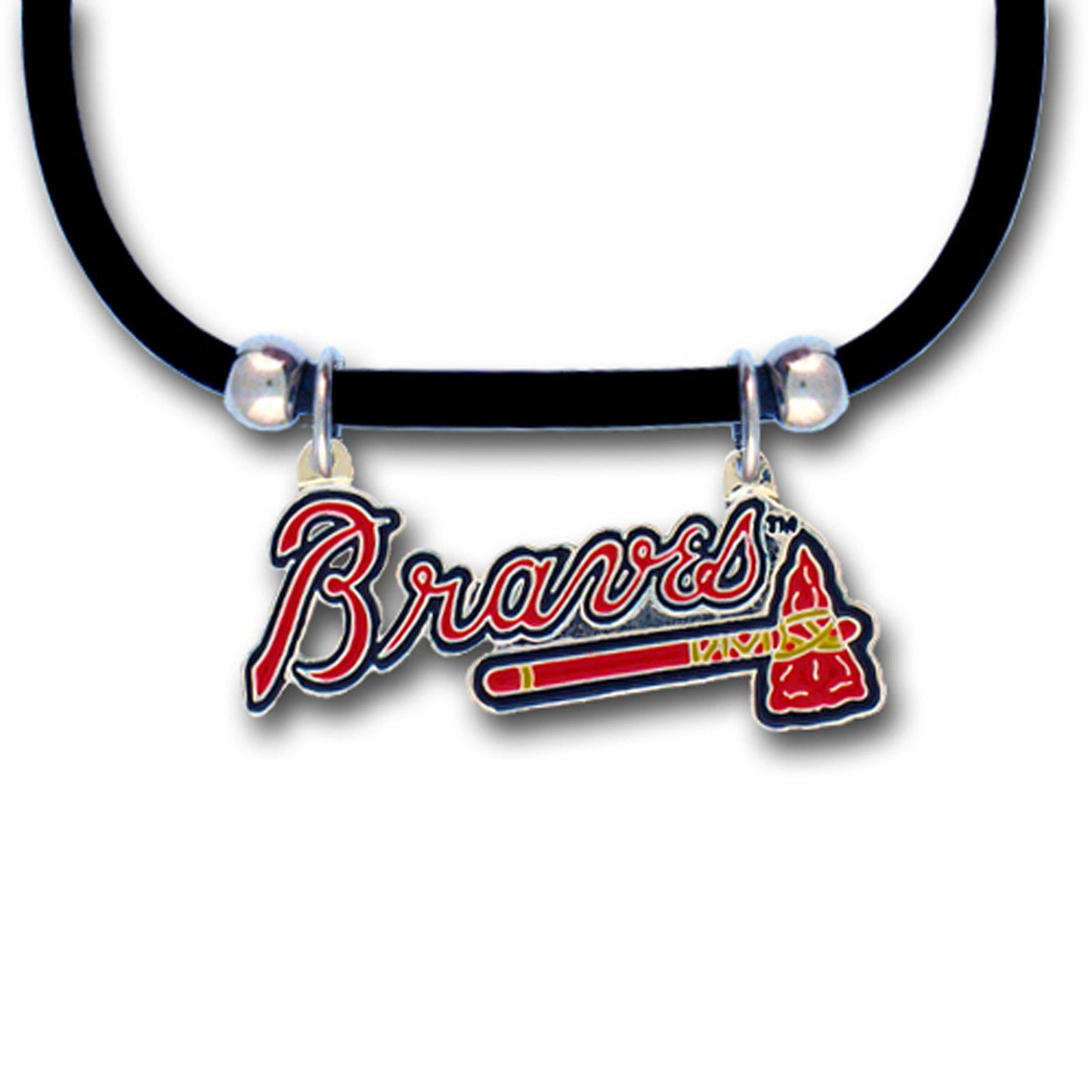 Atlanta Braves Rubber Cord Necklace w/ Logo Charm Licensed MLB Jewelry