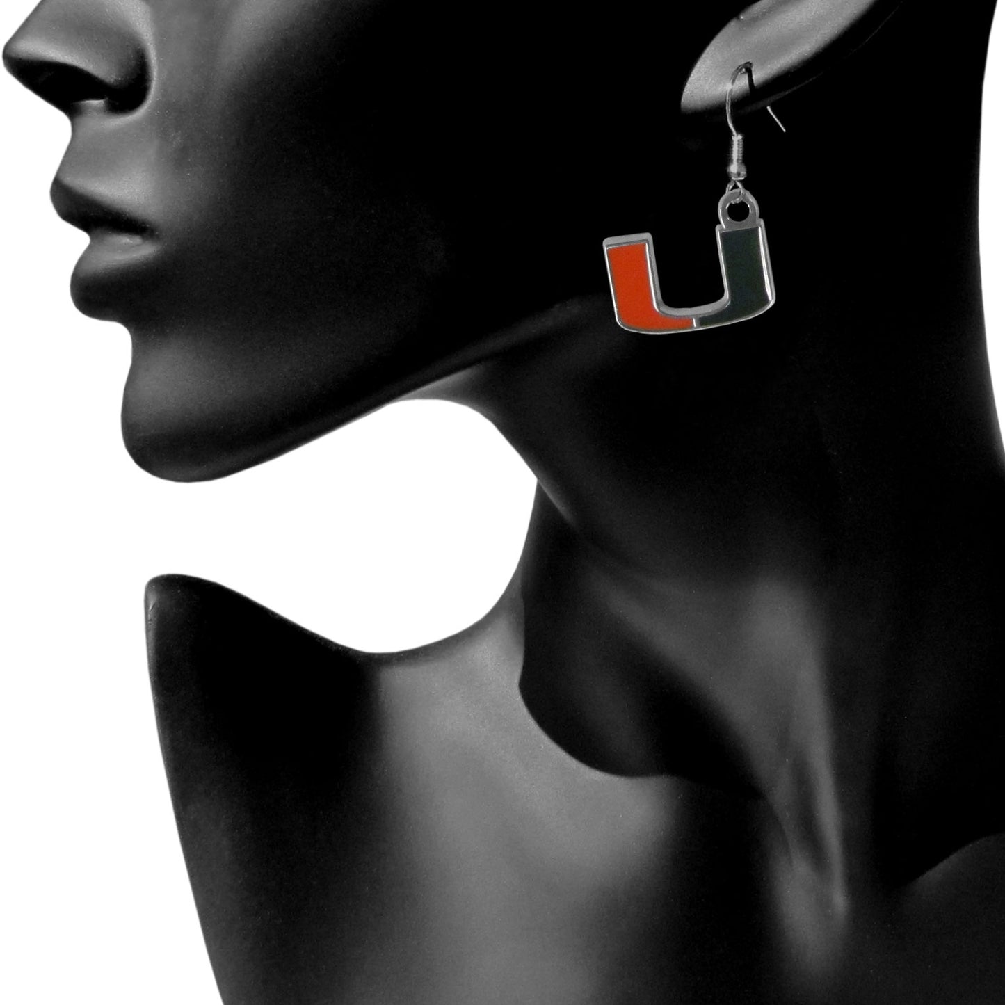 Miami Hurricanes Dangle Earrings (Chrome) NCAA